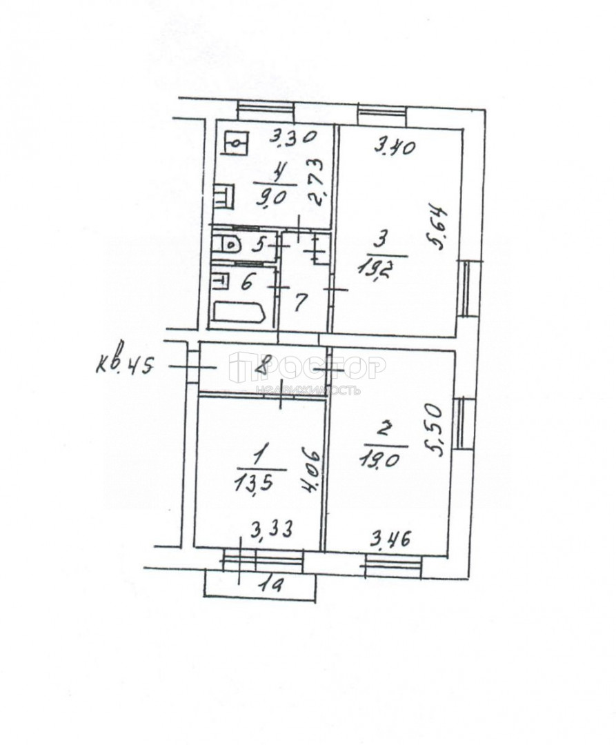 3-комнатная квартира, 75.3 м² - фото 15