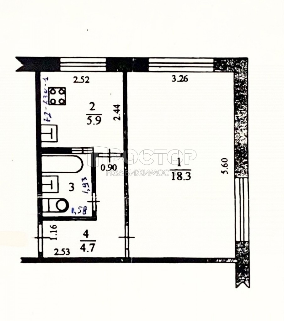 1-комнатная квартира, 33 м² - фото 9