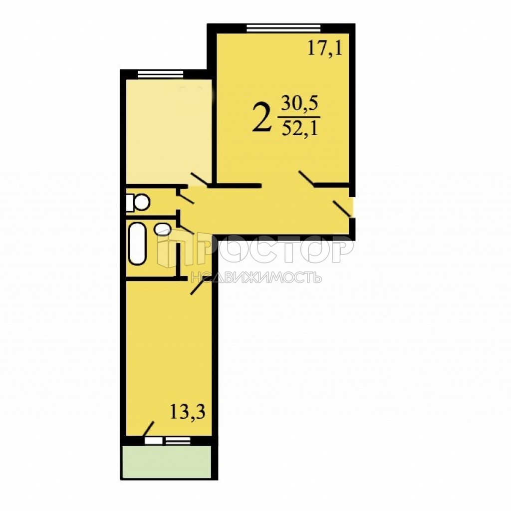 2-комнатная квартира, 52 м² - фото 14