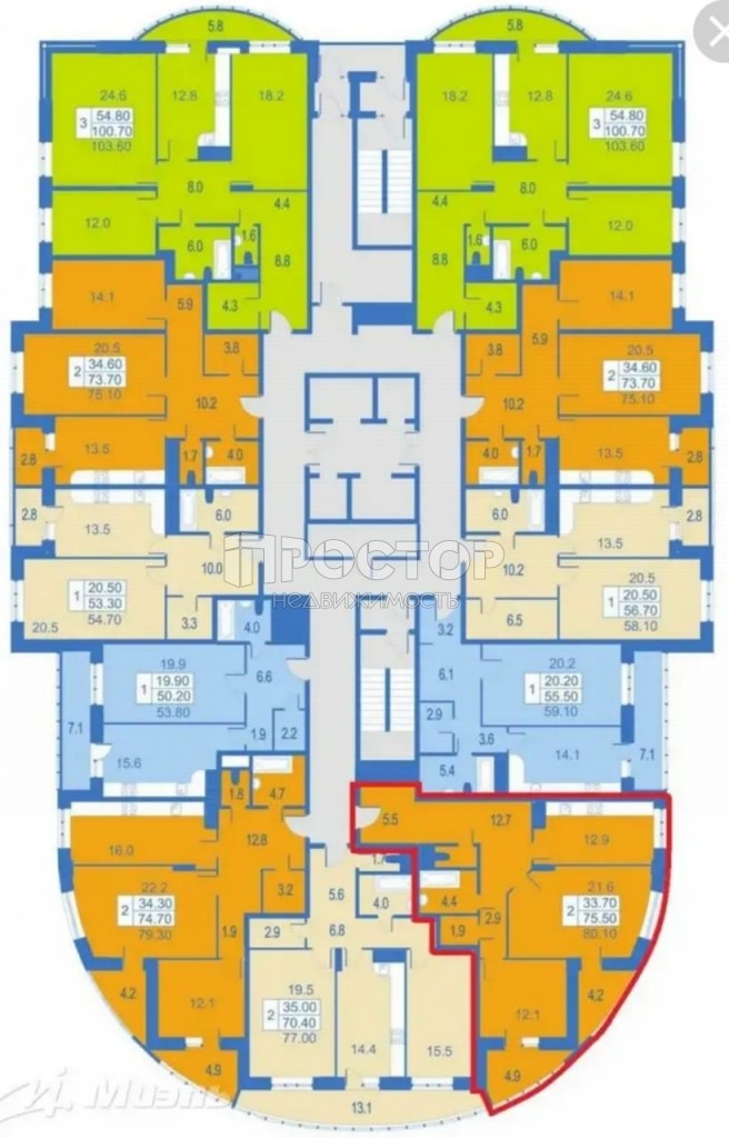 2-комнатная квартира, 75.3 м² - фото 4