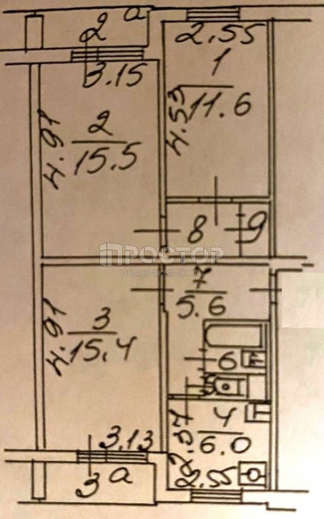 3-комнатная квартира, 60.3 м² - фото 18