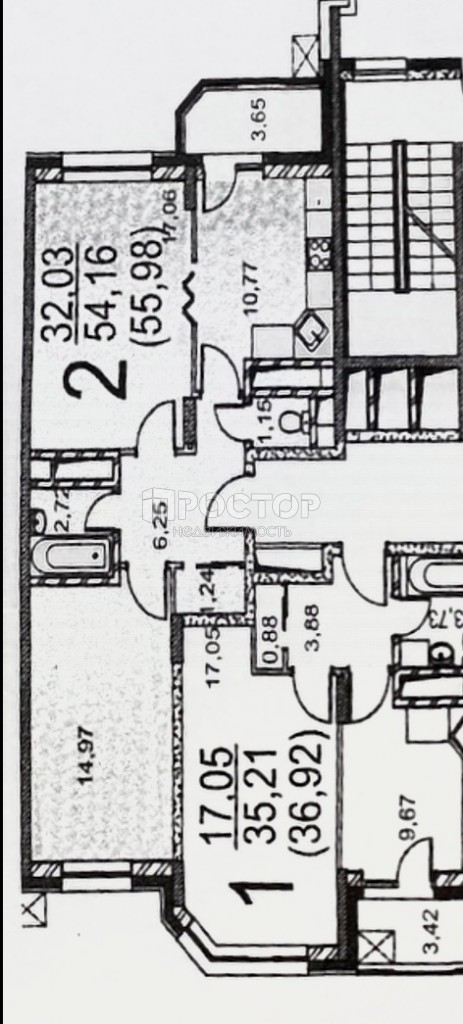 2-комнатная квартира, 55.98 м² - фото 3