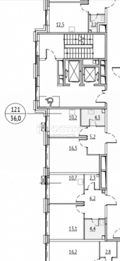 1-комнатная квартира, 36 м² - фото 10