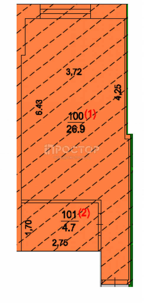 1-комнатная квартира, 31.6 м² - фото 7