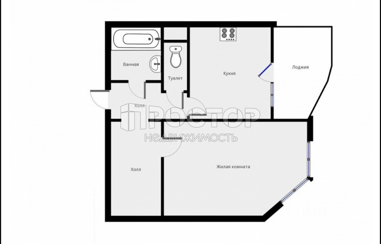 1-комнатная квартира, 41.3 м² - фото 12