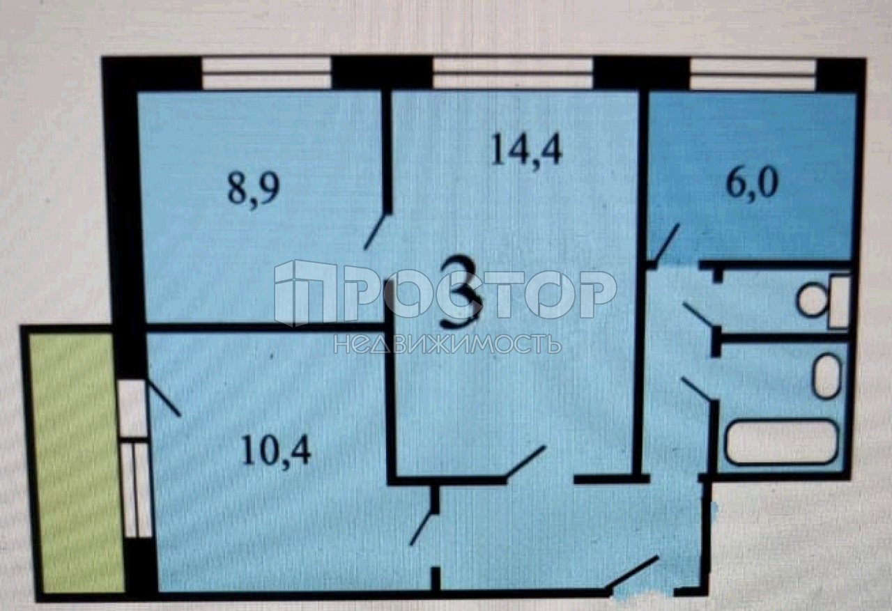 3-комнатная квартира, 53 м² - фото 11