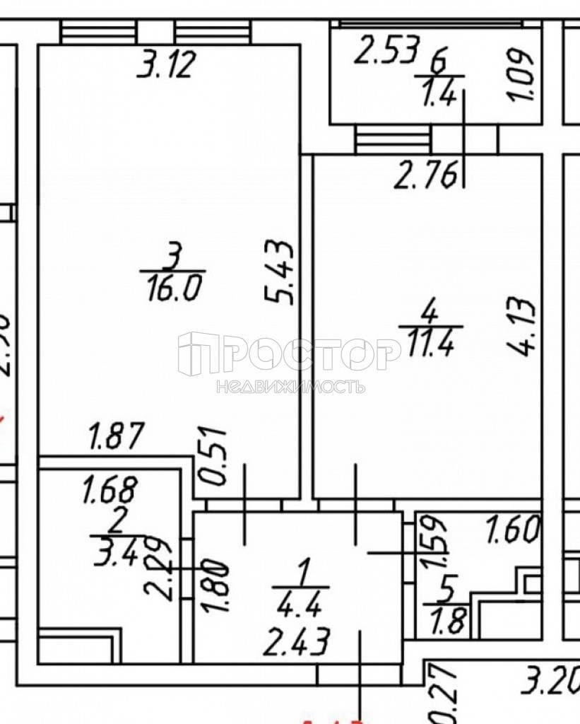 1-комнатная квартира, 38 м² - фото 14