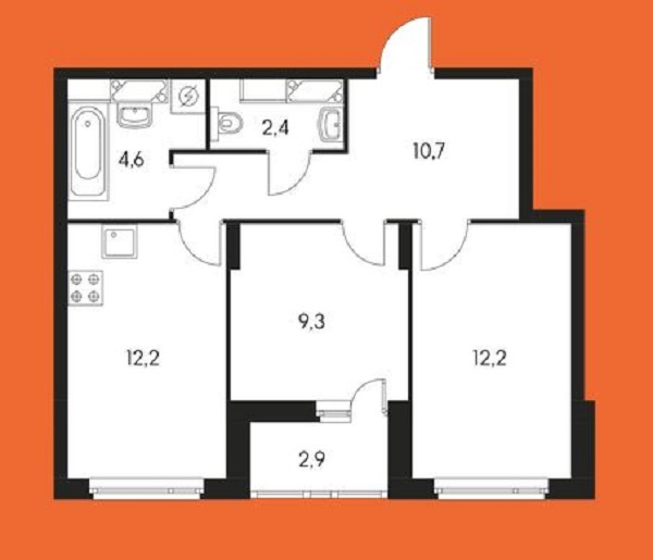 2-комнатная квартира, 52 м² - фото 19