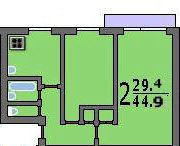 2-комнатная квартира, 44.9 м² - фото 8