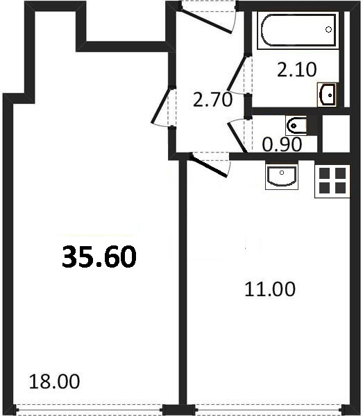 1-комнатная квартира, 34.1 м² - фото 4