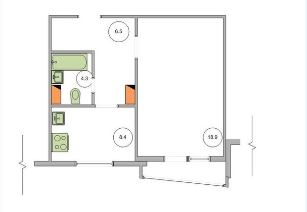 1-комнатная квартира, 38 м² - фото 2