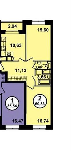 1-комнатная квартира, 39.44 м² - фото 4