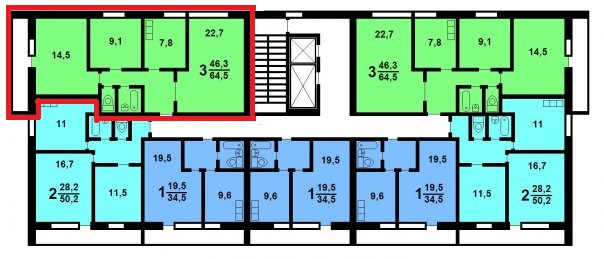 3-комнатная квартира, 65.2 м² - фото 12