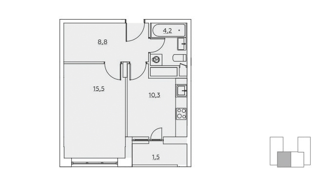 1-комнатная квартира, 40 м² - фото 5