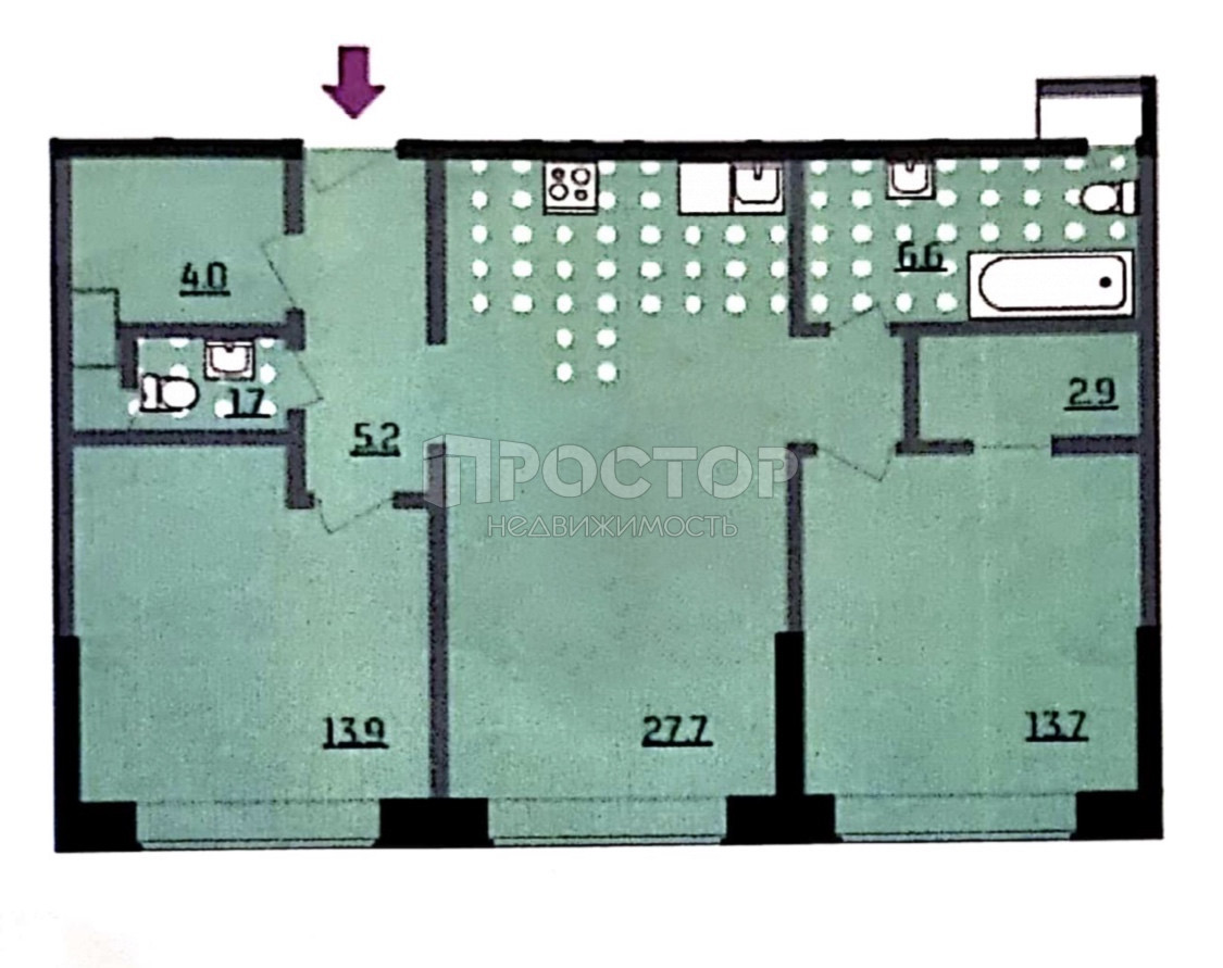 3-комнатная квартира, 76 м² - фото 15