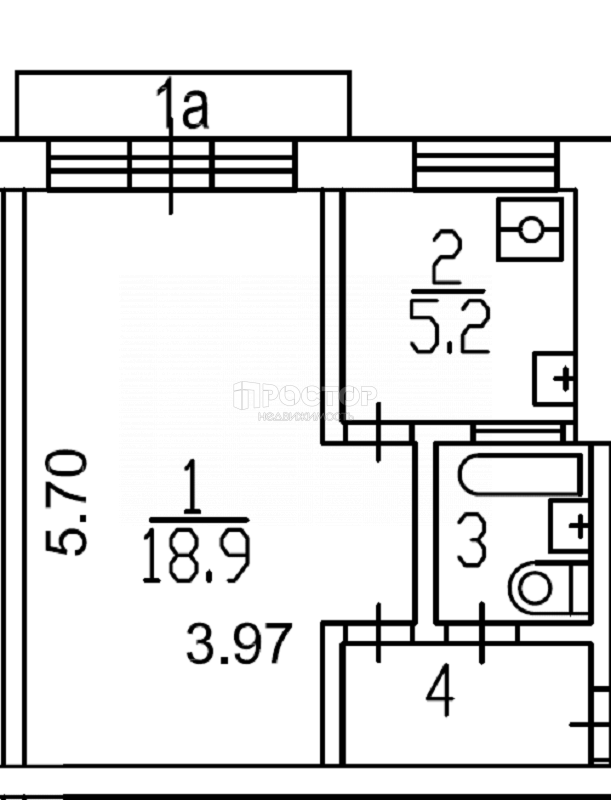 1-комнатная квартира, 30.5 м² - фото 20