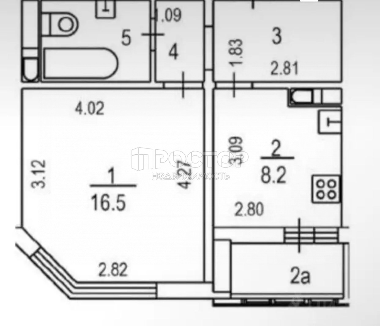 1-комнатная квартира, 36 м² - фото 9