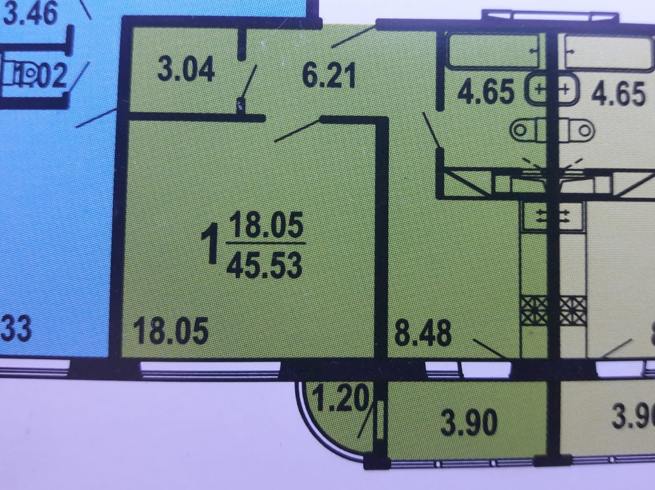 1-комнатная квартира, 45.53 м² - фото 6