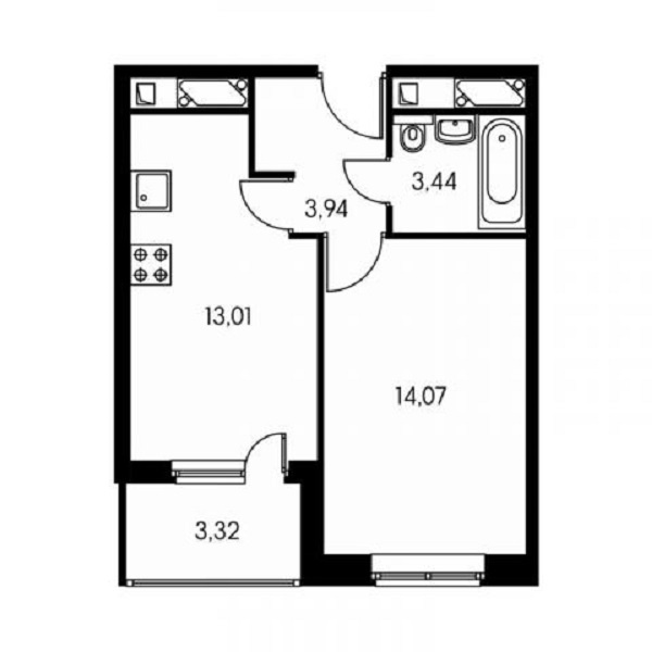 1-комнатная квартира, 36.2 м² - фото 2