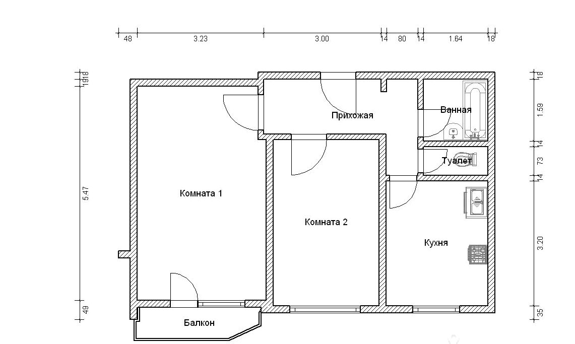 2-комнатная квартира, 54 м² - фото 2