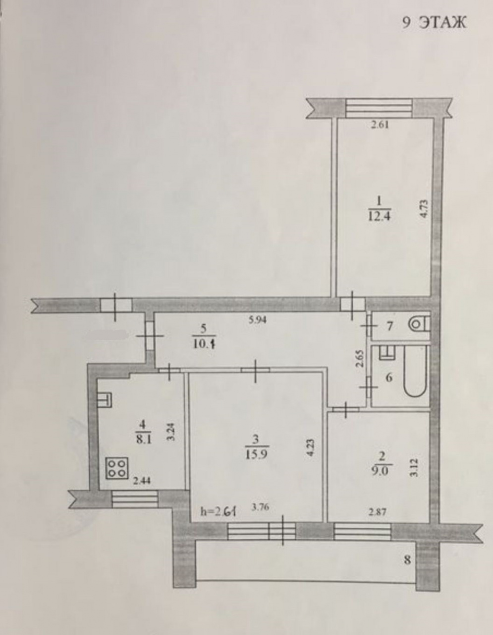 3-комнатная квартира, 62.7 м² - фото 7