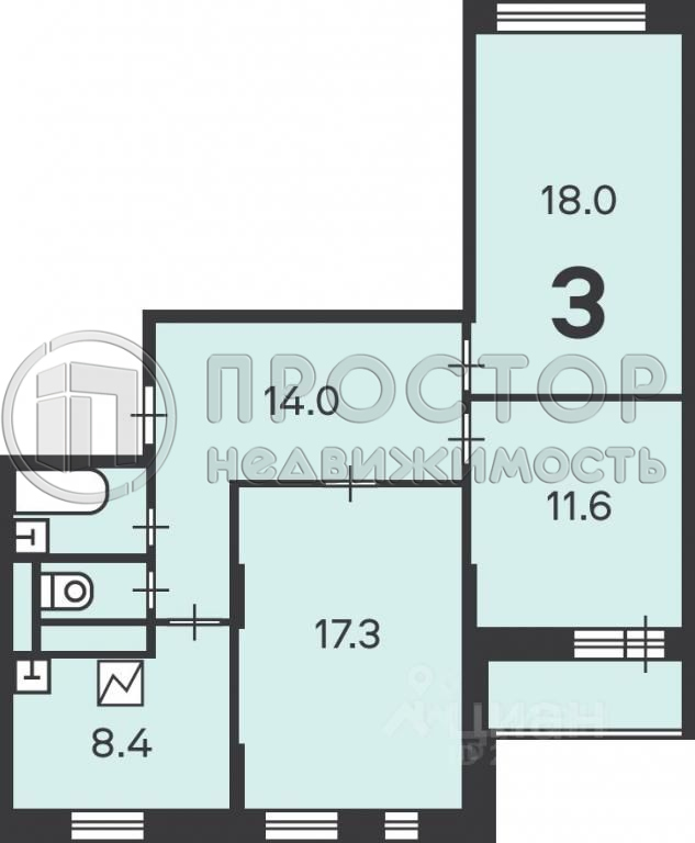 3-комнатная квартира, 73.6 м² - фото 7