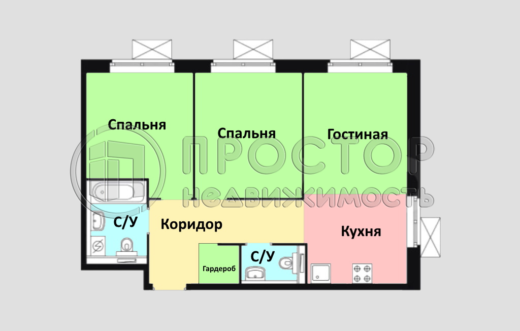 3-комнатная квартира, 60 м² - фото 15