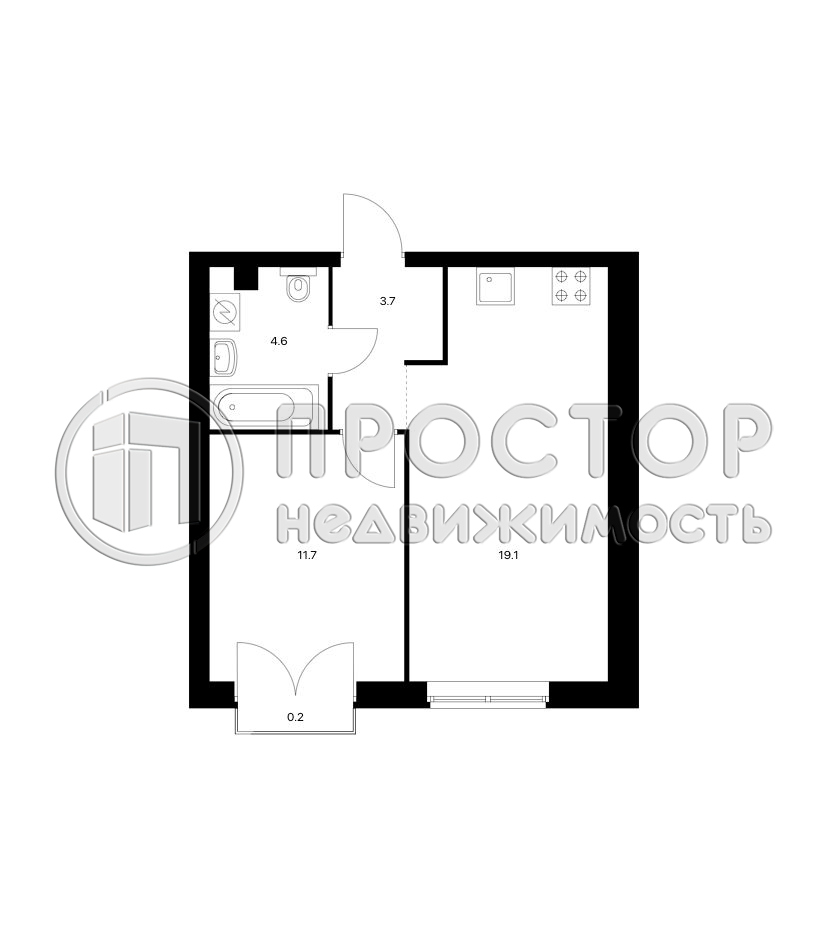 1-комнатная квартира, 39.3 м² - фото 7
