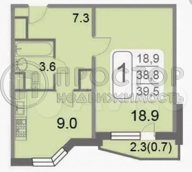 1-комнатная квартира, 41 м² - фото 31