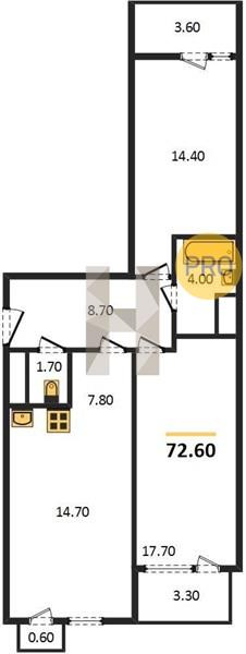 2-комнатная квартира, 72.5 м² - фото 8