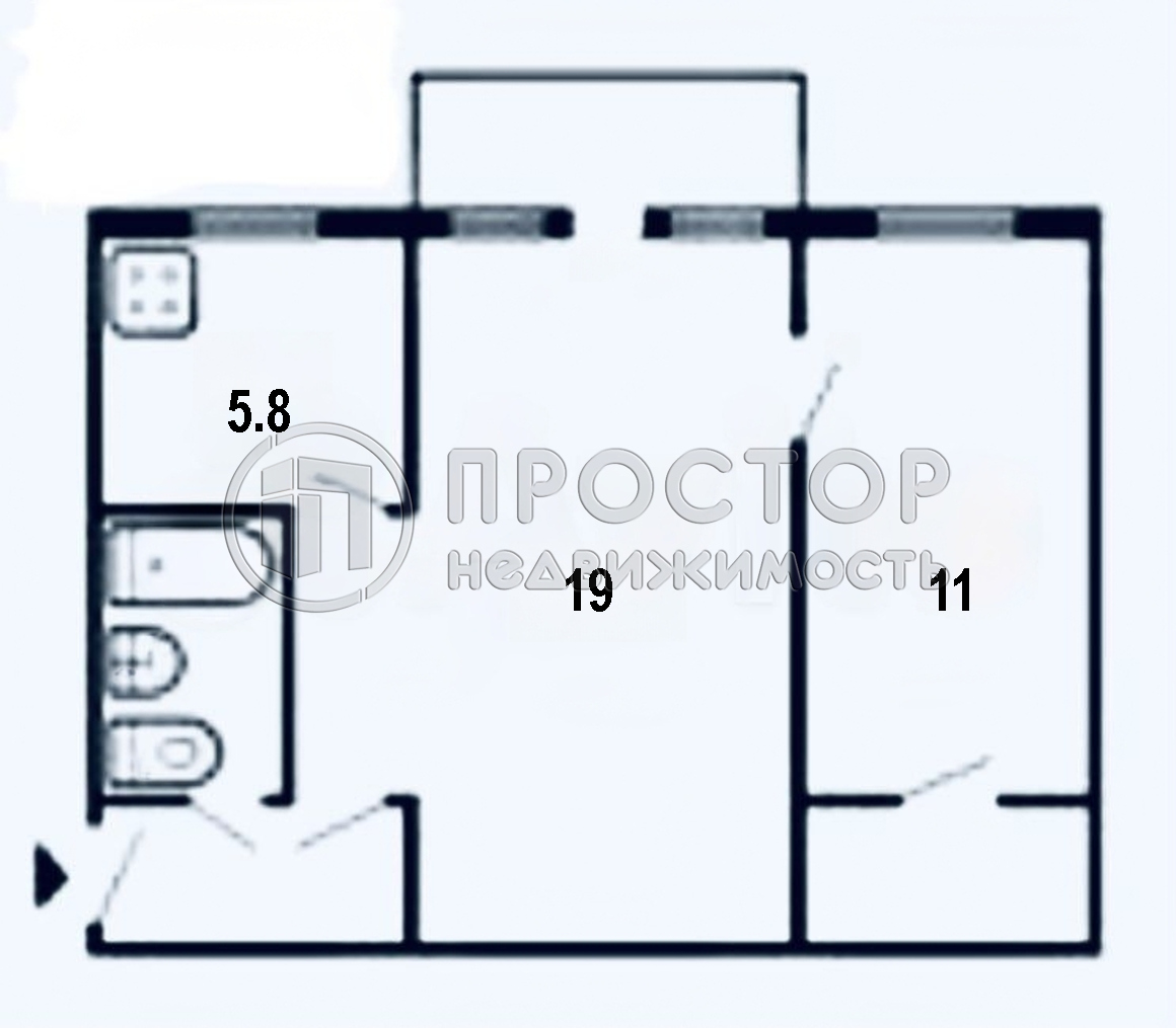 2-комнатная квартира, 43 м² - фото 2