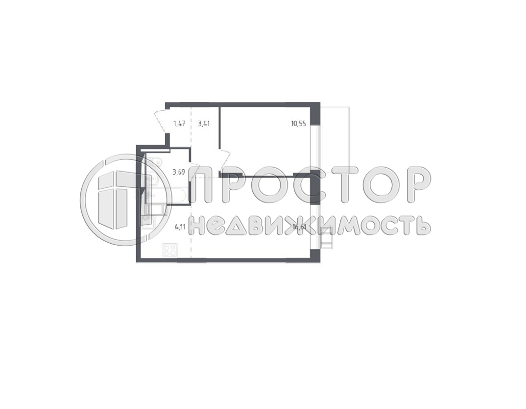 1-комнатная квартира, 35 м² - фото 10
