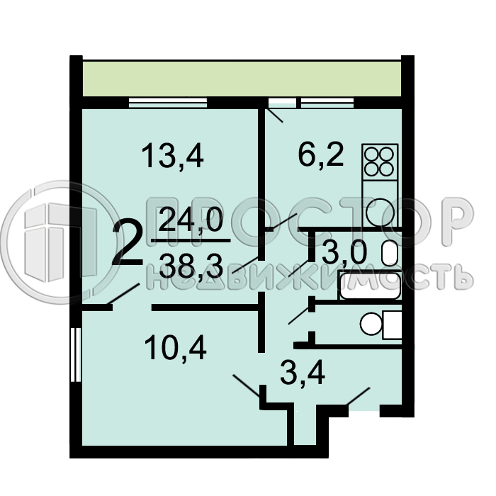 2-комнатная квартира, 38.9 м² - фото 23