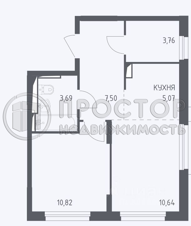 2-комнатная квартира, 43 м² - фото 3