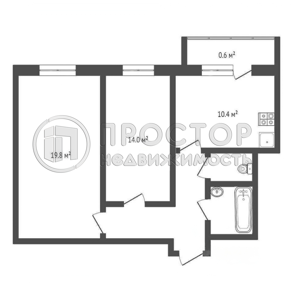 2-комнатная квартира, 58.7 м² - фото 6
