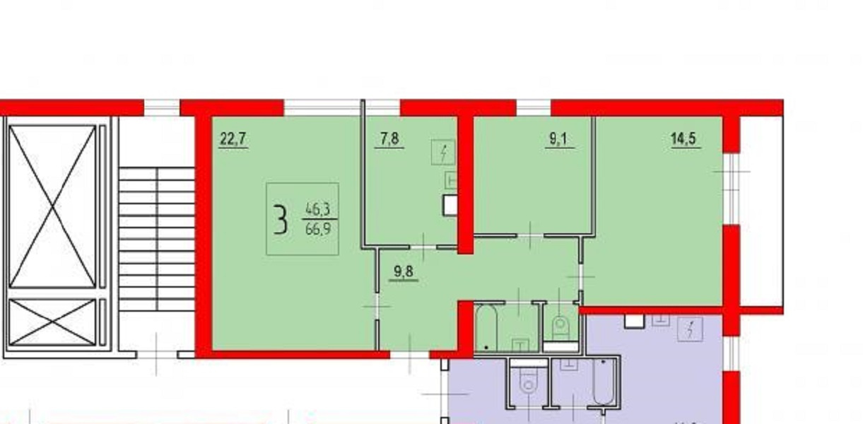 3-комнатная квартира, 63.2 м² - фото 6