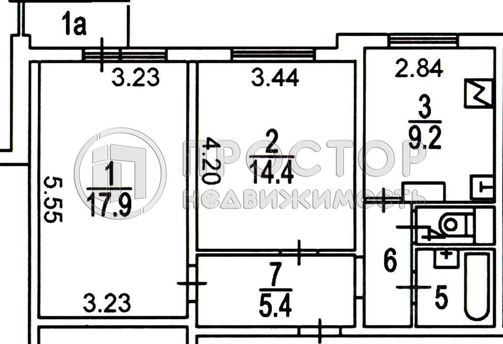2-комнатная квартира, 54 м² - фото 6