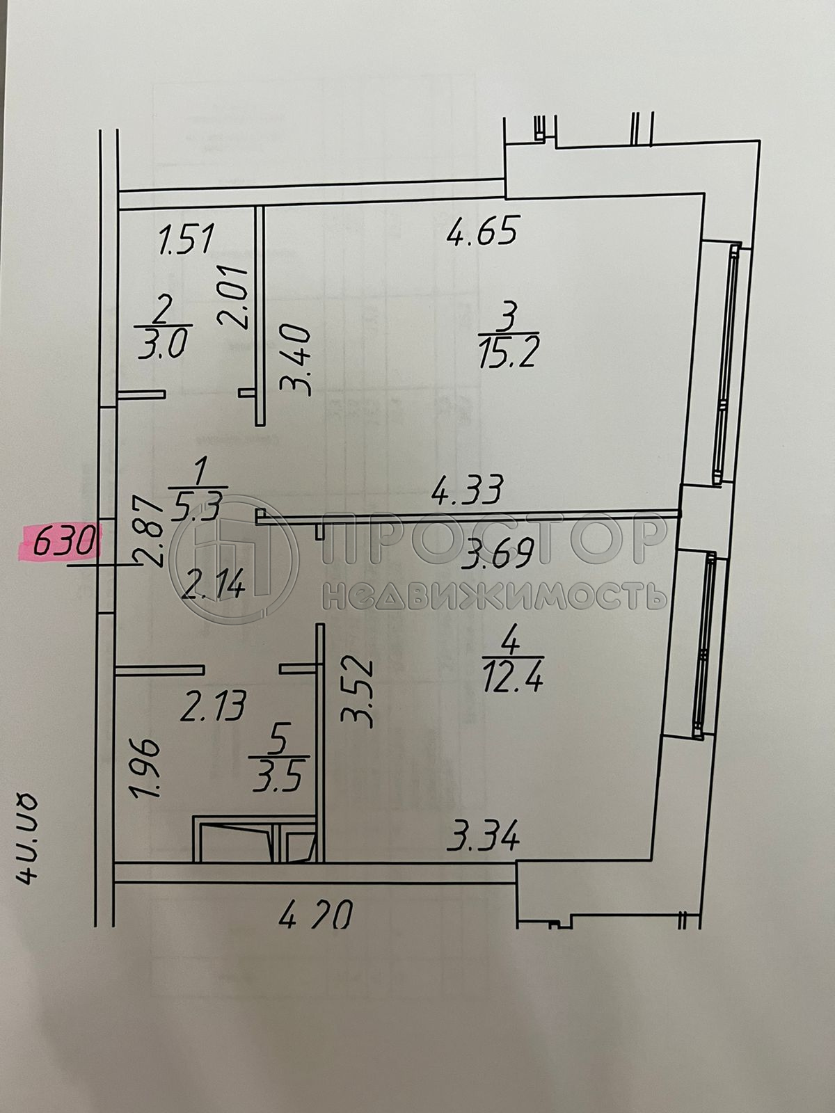 1-комнатная квартира, 39.4 м² - фото 13