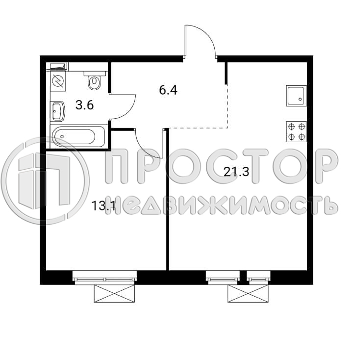 2-комнатная квартира, 44.5 м² - фото 22