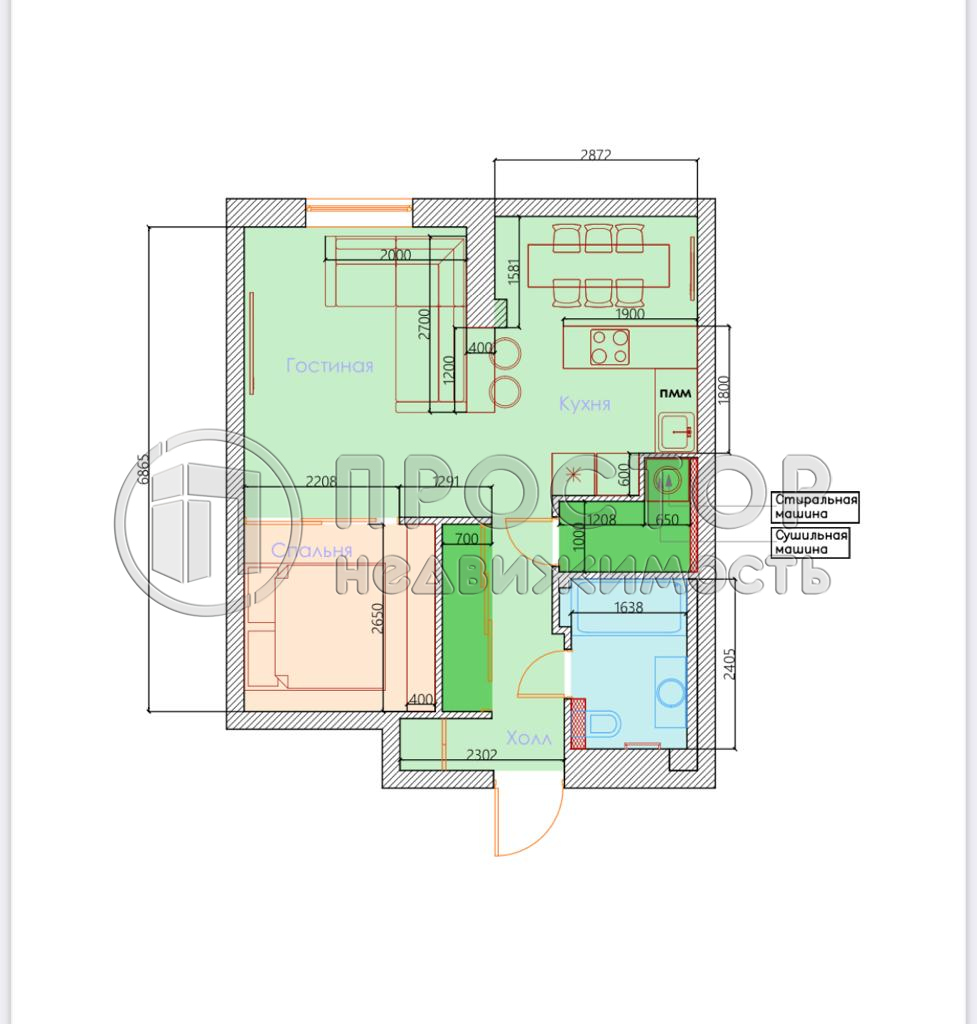 1-комнатная квартира, 45 м² - фото 18