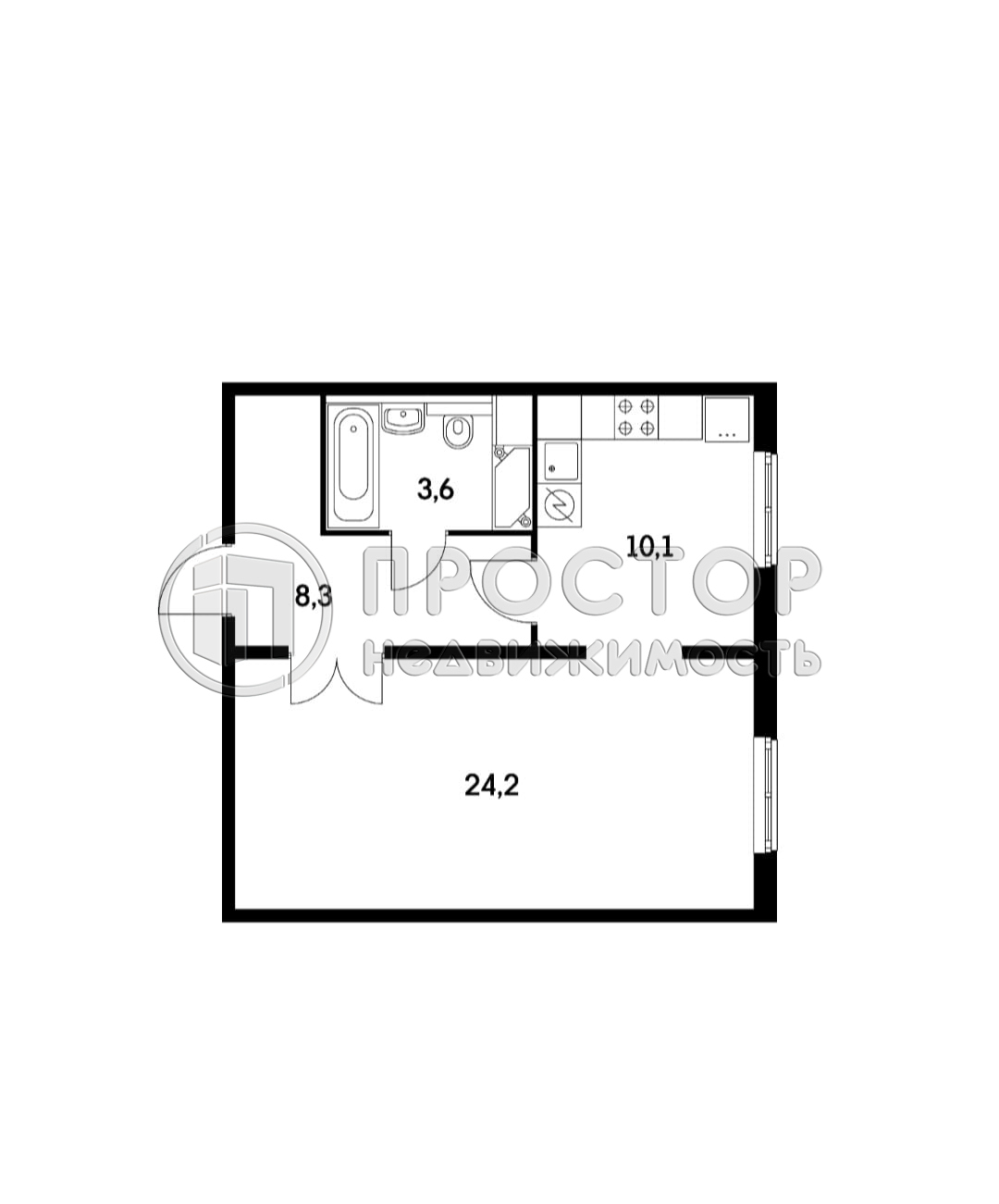 1-комнатная квартира, 46.9 м² - фото 8