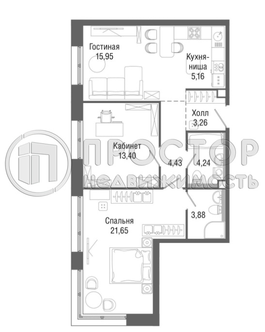 3-комнатная квартира, 72 м² - фото 13