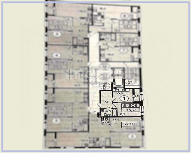 1-комнатная квартира, 35 м² - фото 12