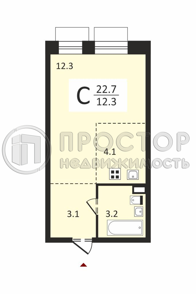 Студия, 22.7 м² - фото 7