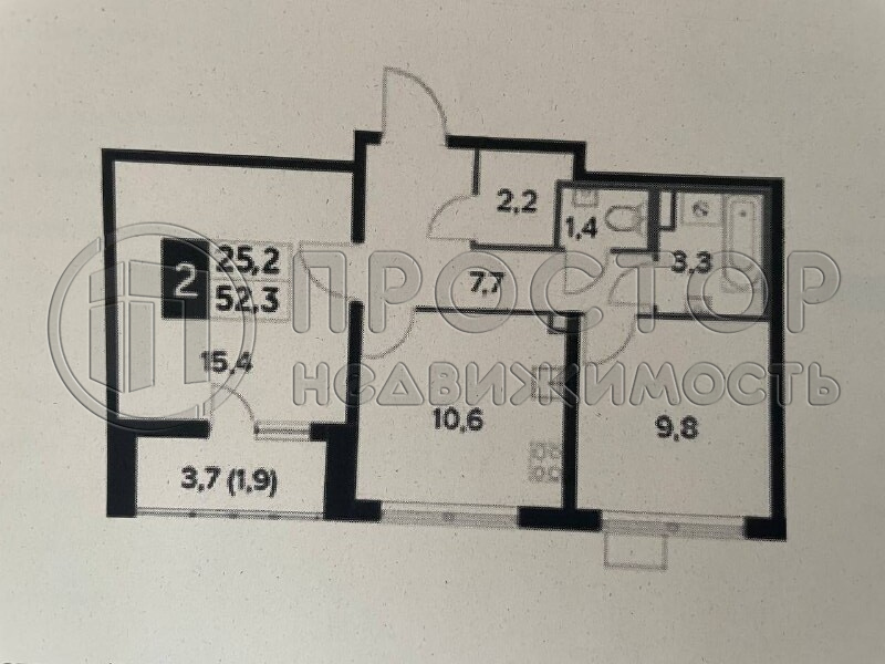 2-комнатная квартира, 52.3 м² - фото 5