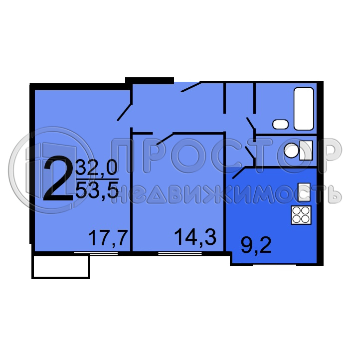 2-комнатная квартира, 53.5 м² - фото 26