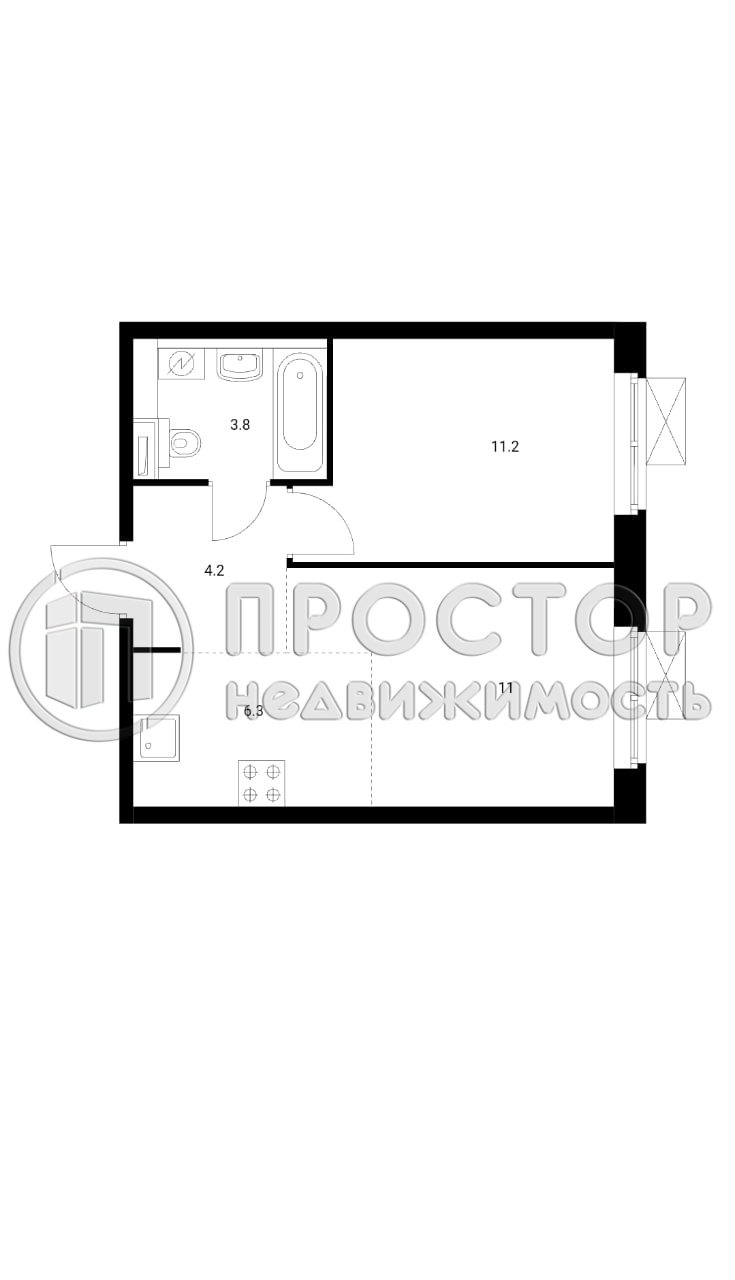 1-комнатная квартира, 36.5 м² - фото 21