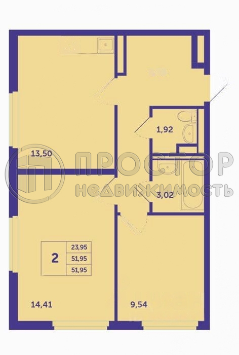 2-комнатная квартира, 52 м² - фото 3