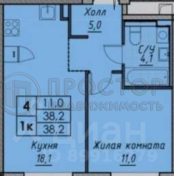 2-комнатная квартира, 37.8 м² - фото 6
