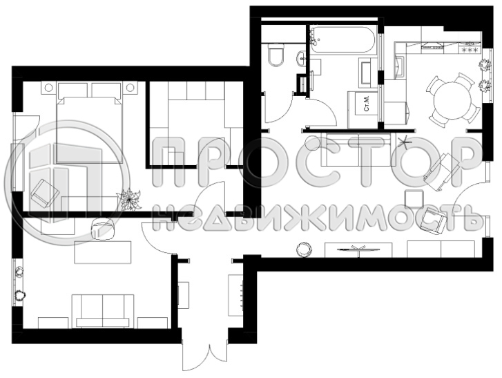 3-комнатная квартира, 71.8 м² - фото 20